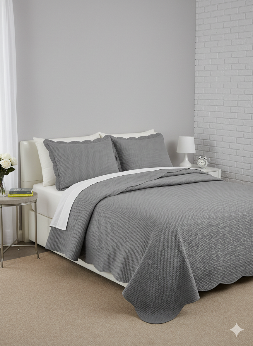 CINZA KIT COLCHA CINZA - CORTTEX COLOR ART MILÃO (King) - Imagem 1