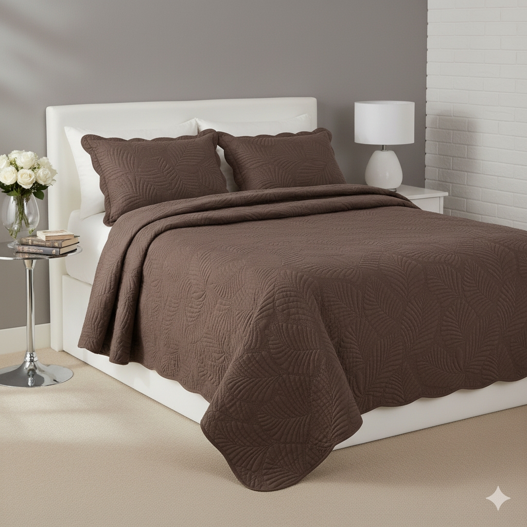 MARROM KIT COLCHA MARROM - CORTTEX COLOR ART MILÃO - QUEEN - Imagem 1