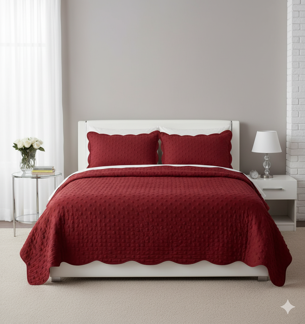 VERMELHO KIT COLCHA VERMELHO - CORTTEX COLOR ART MILÃO - QUEEN - Imagem 1